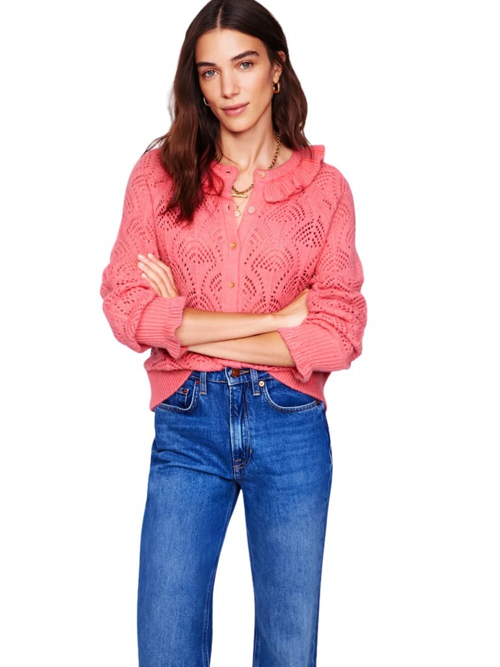 NWT Boden Alice Fluffy Stitch Cardigan Salmon Pink Size X-Large